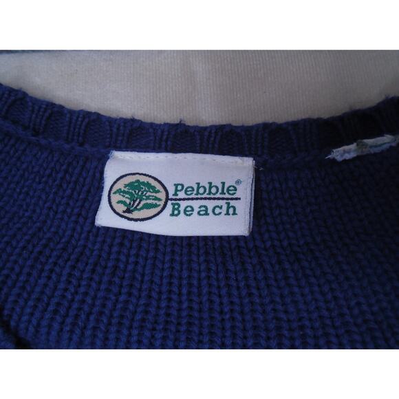 VTG Pebble Beach Men's L Cable Knit Varsity Sweater Chunky Golf Preppy Grandpa - Picture 3 of 9